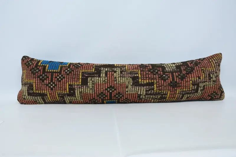 Handmade Kilim Cushion, 12x48 Red Cushion Cover, Throw Kilim Pillow, Pillow Cover, Ethnical Kilim Rug Pillow, Decorative Cushion - 1