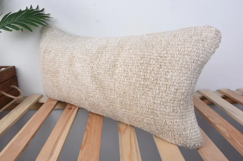 Kilim Pillow Cover, Vintage Kilim Throw Pillow, Pillow for Couch, Cushion Cover, 12x24 Beige Pillow Sham, Art Deco Cushion Case - 4