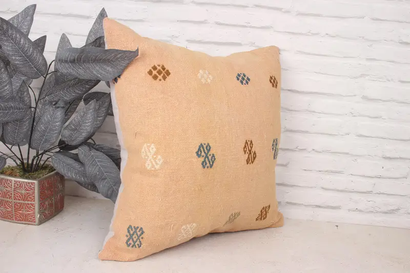 20x20 Beige Cushion, Vintage Kilim Throw Pillow, Pillow for Couch, Pillow Case, Turkish Pillow, Personalized Gift Pillow Pillow Sham - 3