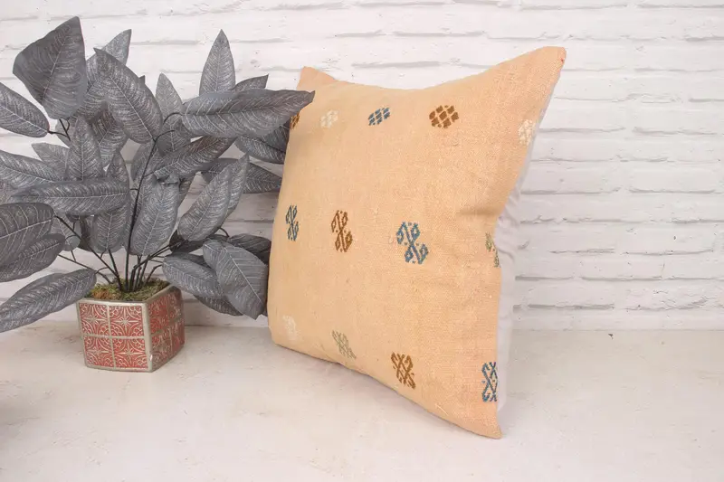 20x20 Beige Cushion, Vintage Kilim Throw Pillow, Pillow for Couch, Pillow Case, Turkish Pillow, Personalized Gift Pillow Pillow Sham - 4