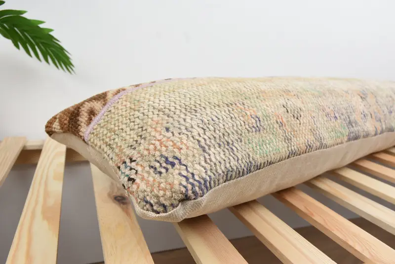 Turkish Kilim Pillow, Pillow Case, Gift Pillow, Decorative Pillow, Seat Pillow Sham, Vintage Kilim Pillow, 12x48 Brown Cushion Case - 6