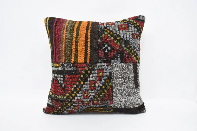 Decorative Pillow, Vintage Pillow, Vintage Kilim Throw Pillow, 20x20 Red Cushion, Kilim Pillow Cover, Handwoven Pillow Case, Pillow Case - 1