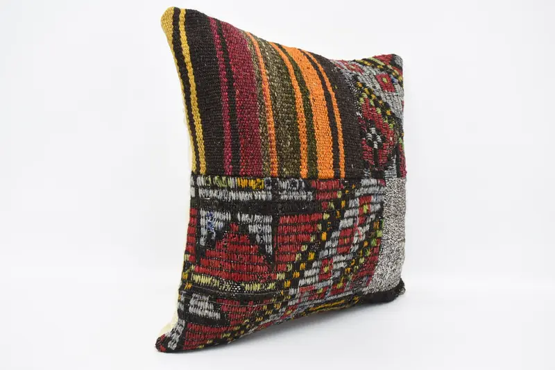 Decorative Pillow, Vintage Pillow, Vintage Kilim Throw Pillow, 20x20 Red Cushion, Kilim Pillow Cover, Handwoven Pillow Case, Pillow Case - 3