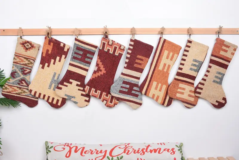 Rustik Noel Süsleri Deseni, 7 İnç Organik Çorap