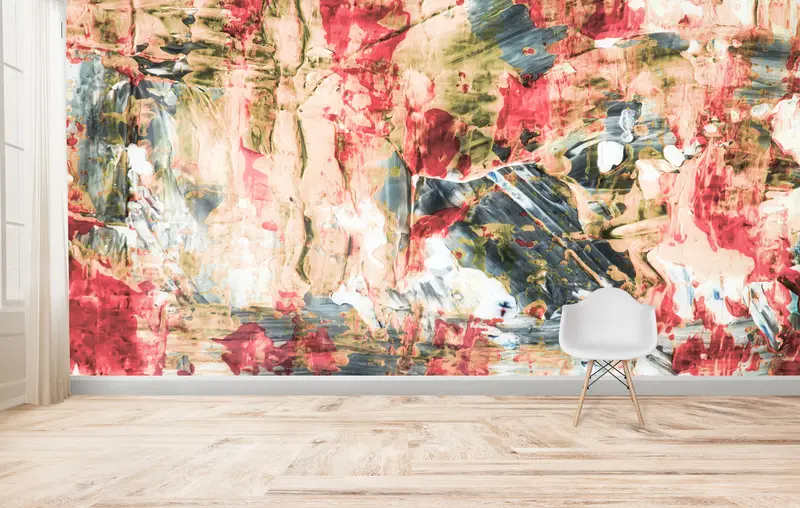 Modern Renkli Soyut Yağlı Akrilik Baskılı Duvar Kağıdı, Çağdaş Pembe