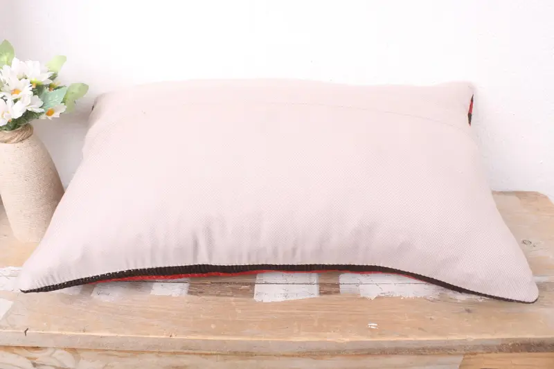 Sofa Bolster Pillow Sham, Vintage Kilim Pillow, Antique Pillows, 12x20 Red Pillow, Retro Pillow Sham, Pillow Cover, Kilim Pillow - 7