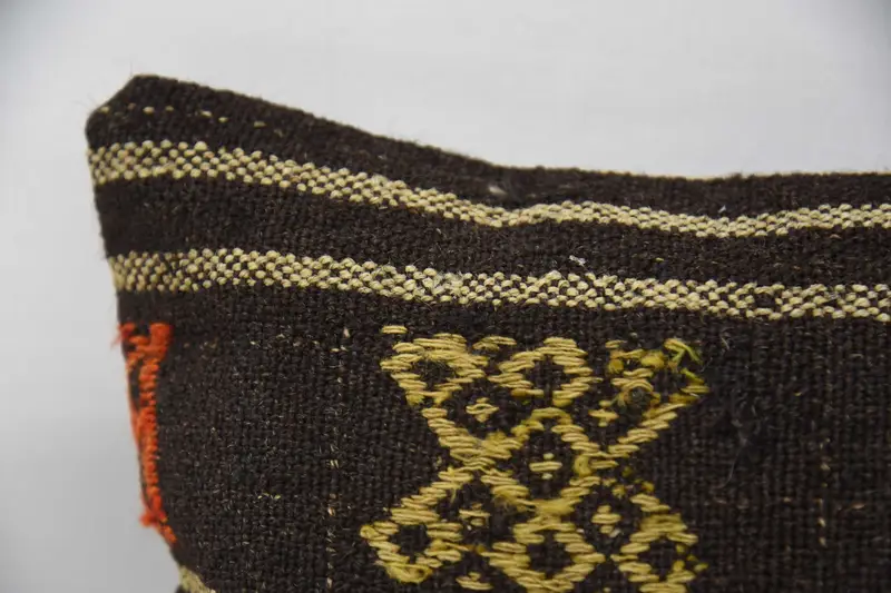Boho Pillow Sham Cover, Pillow Sham, Boho Pillow, Turkish Pillow, Wool Kilim Pillow Pillow Case, 12x20 Brown Cushion Cover, Bed Cushion - 2
