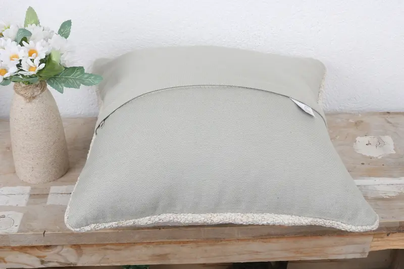 Turkish Kilim Pillow, Ethnic Throw Pillow Cover, 14x14 White Cushion, Cushion, Kilim Pillow Cover, Kilim Cushion Sham, Turkish Corner Cushion Cover - 7