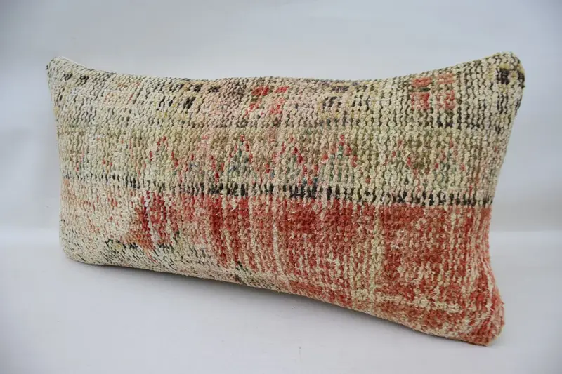 Kilim Pillow Cover, 12x24 Beige Cushion Case, Decorative Throw Pillow, Kilim Pillow, Turkish Kilim Pillow, Cushion Case - 3