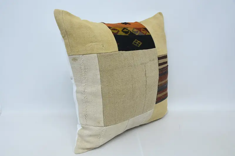 Lounge Throw Cushion, Kilim Pillow, Throw Kilim Pillow, Pillow for Couch, Aesthetic Pillow Sham, 28x28 Beige Pillow, Cushion Cover - 3