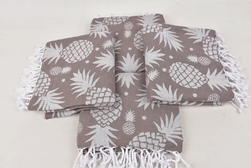Thin towel, Wedding Towel, Bridal Shower Gifts, Quick-dry peshtemal, Sand-resistant towel, 70x36 Cotton Pineapple Design Towel, Organic Cotton Towel - 6