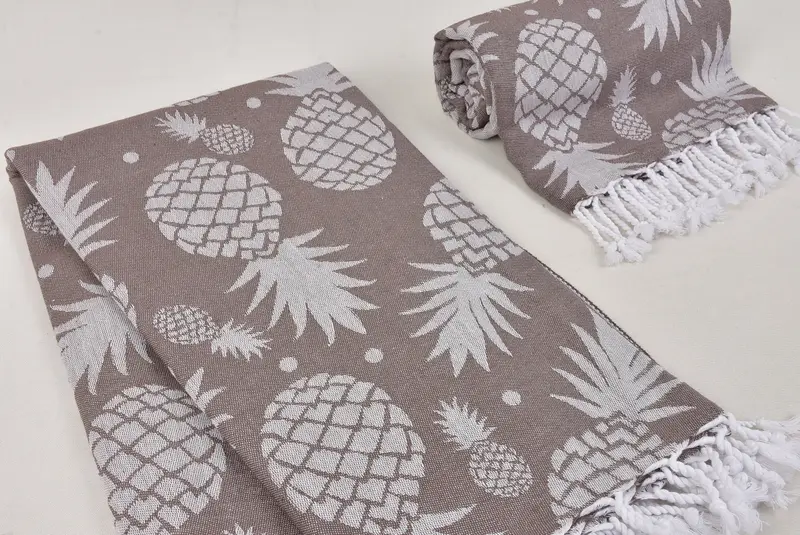 Thin towel, Wedding Towel, Bridal Shower Gifts, Quick-dry peshtemal, Sand-resistant towel, 70x36 Cotton Pineapple Design Towel, Organic Cotton Towel - 7