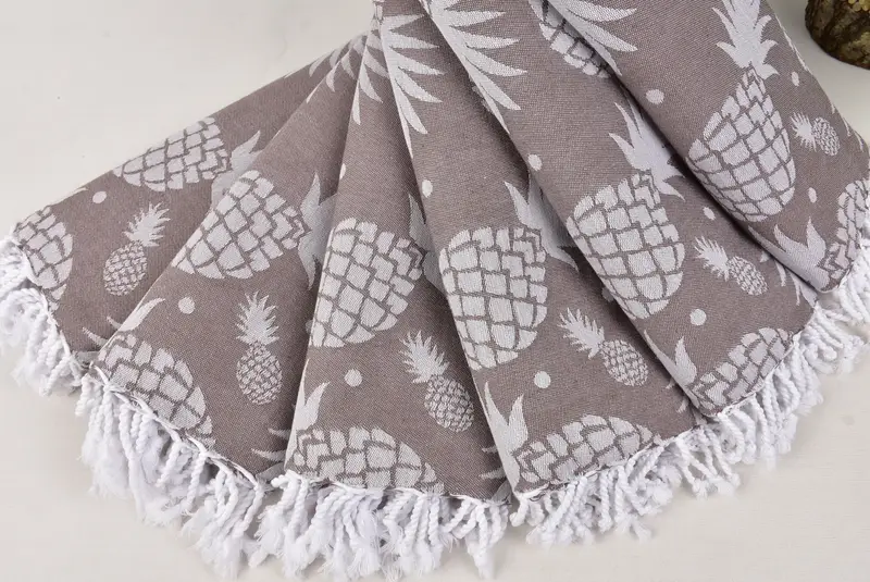 Thin towel, Wedding Towel, Bridal Shower Gifts, Quick-dry peshtemal, Sand-resistant towel, 70x36 Cotton Pineapple Design Towel, Organic Cotton Towel - 4