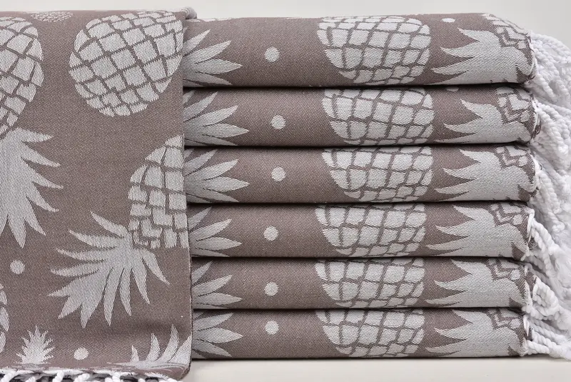 Thin towel, Wedding Towel, Bridal Shower Gifts, Quick-dry peshtemal, Sand-resistant towel, 70x36 Cotton Pineapple Design Towel, Organic Cotton Towel - 1