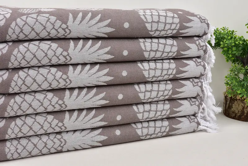 Thin towel, Wedding Towel, Bridal Shower Gifts, Quick-dry peshtemal, Sand-resistant towel, 70x36 Cotton Pineapple Design Towel, Organic Cotton Towel - 3