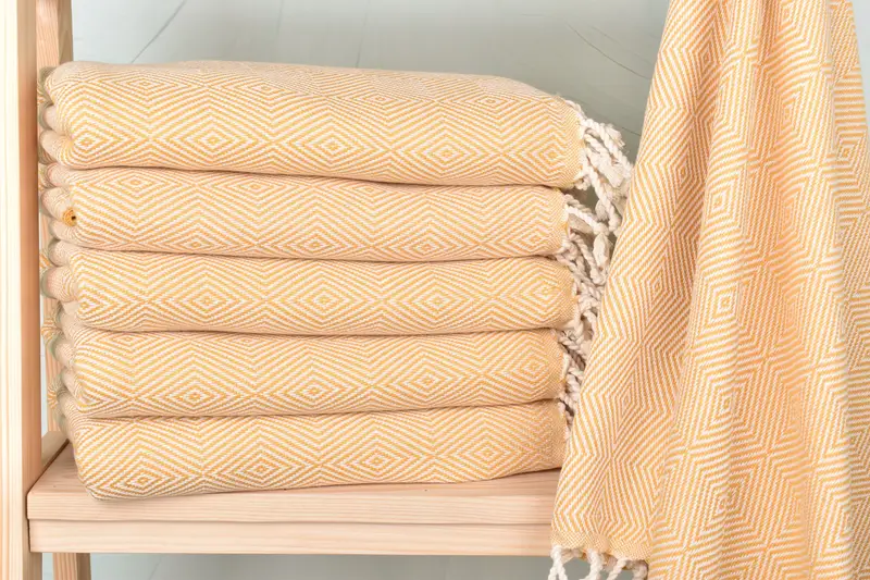 Monogram Beach Towel Mustard Turkish Cotton/Linen, 40x74 Inches