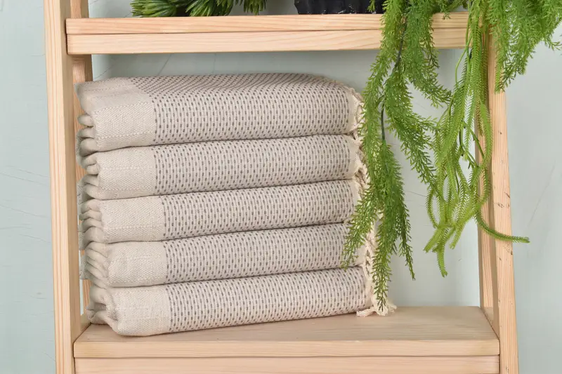 Turkish Towel Brown Polka Dot, Organic Cotton/Linen, 40x71 Inches