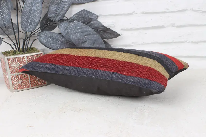 Cushion, Pillow for Couch, Turkish Kilim Pillow, Farmhouse Cushion Case, Vintage Kilim Throw Pillow, 8x16 Red Cushion Cover - 6