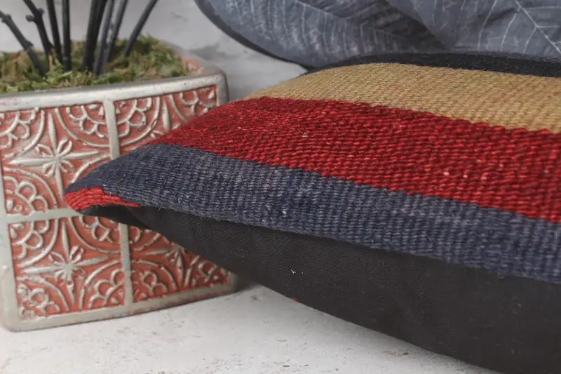 Cushion, Pillow for Couch, Turkish Kilim Pillow, Farmhouse Cushion Case, Vintage Kilim Throw Pillow, 8x16 Red Cushion Cover - 7