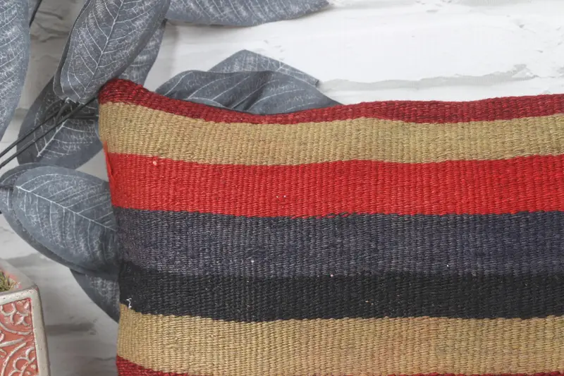 Cushion, Pillow for Couch, Turkish Kilim Pillow, Farmhouse Cushion Case, Vintage Kilim Throw Pillow, 8x16 Red Cushion Cover - 2