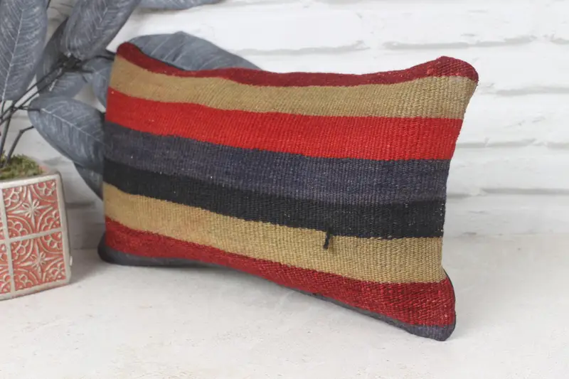 Cushion, Pillow for Couch, Turkish Kilim Pillow, Farmhouse Cushion Case, Vintage Kilim Throw Pillow, 8x16 Red Cushion Cover - 3