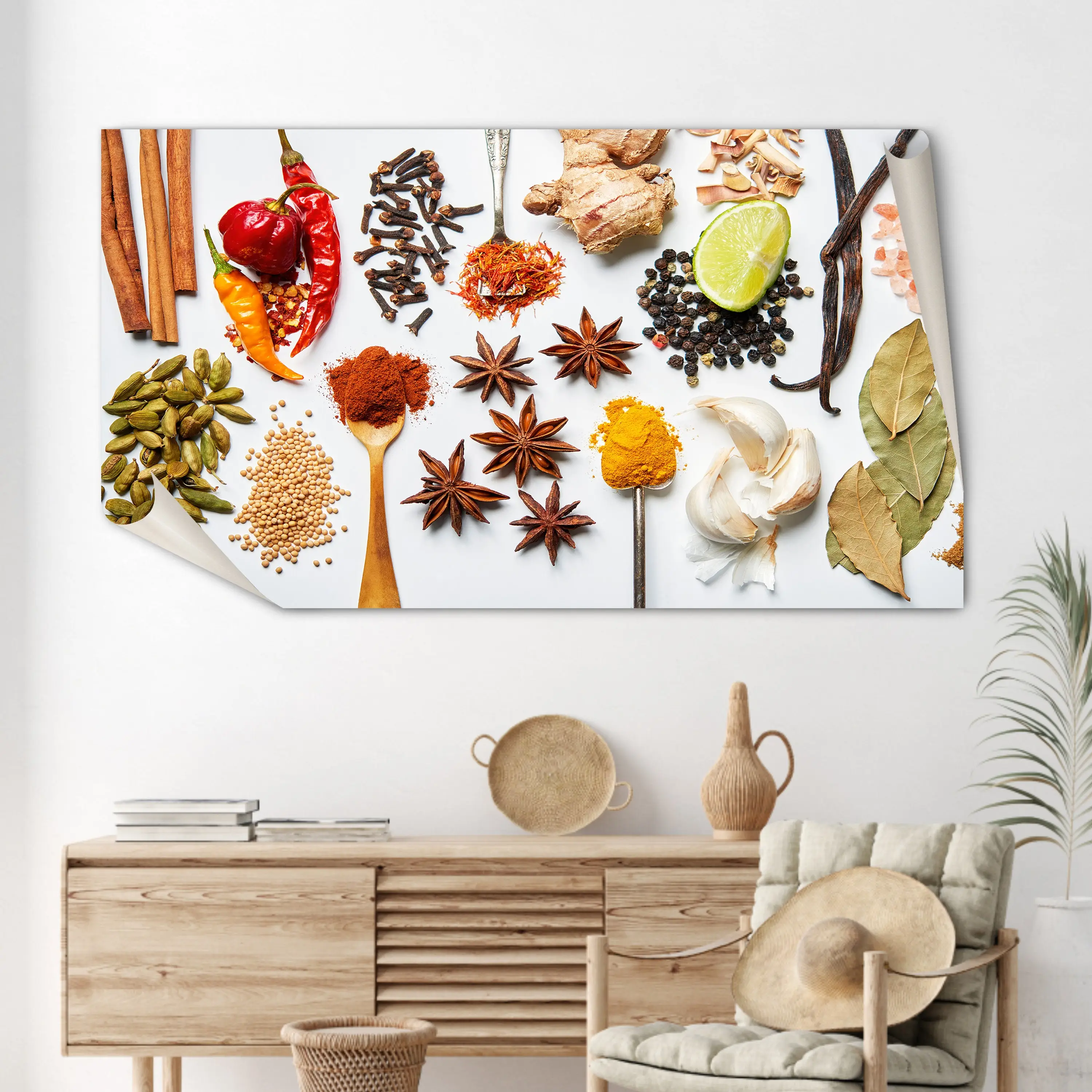 Elegant Spices Canvas: Vibrant Indian Spices Dining Room Art - 1