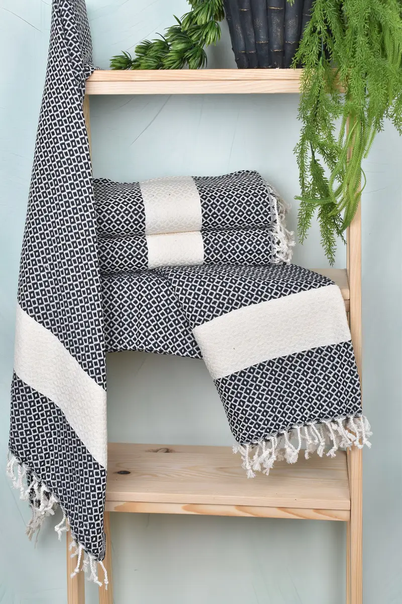 70x40 Cotton Geometric Towel, Cotton towel, Maid Of Honor Gift, Handmade Turkish bath towel for summer vacation, Travel towel, Bridesmaid Gift - 6