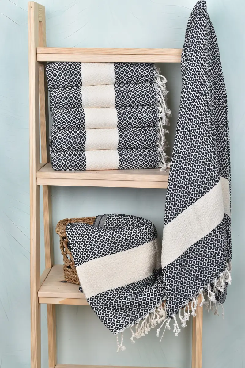 70x40 Cotton Geometric Towel, Cotton towel, Maid Of Honor Gift, Handmade Turkish bath towel for summer vacation, Travel towel, Bridesmaid Gift - 3