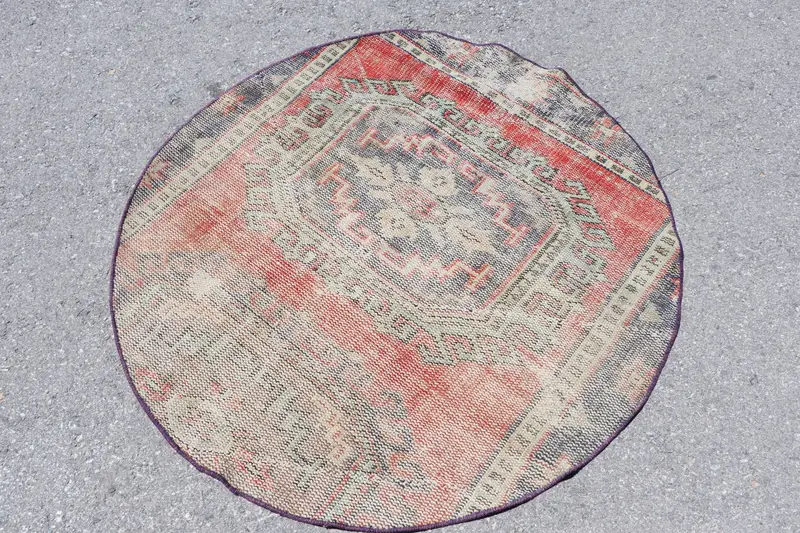 Orange & Blue Animal Print Rug, 3.8x3.8 ft Vibrant Decor