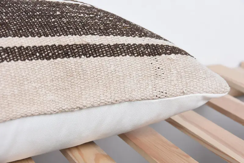 16x24 Beige Pillow, Turkish Kilim Pillow, Knitted Pillow Sham, Handmade Kilim Cushion, Cushion Cover, Pillow for Couch - 7