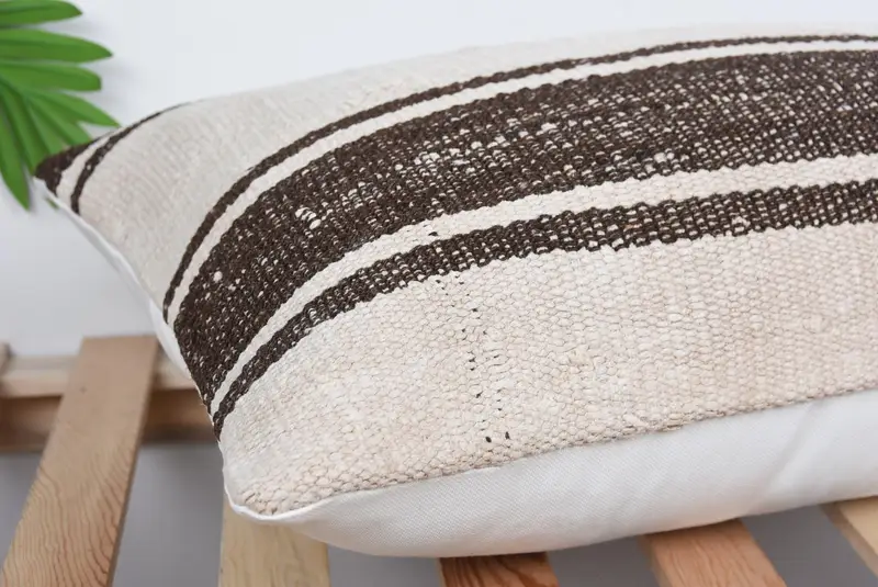 16x24 Beige Pillow, Turkish Kilim Pillow, Knitted Pillow Sham, Handmade Kilim Cushion, Cushion Cover, Pillow for Couch - 6