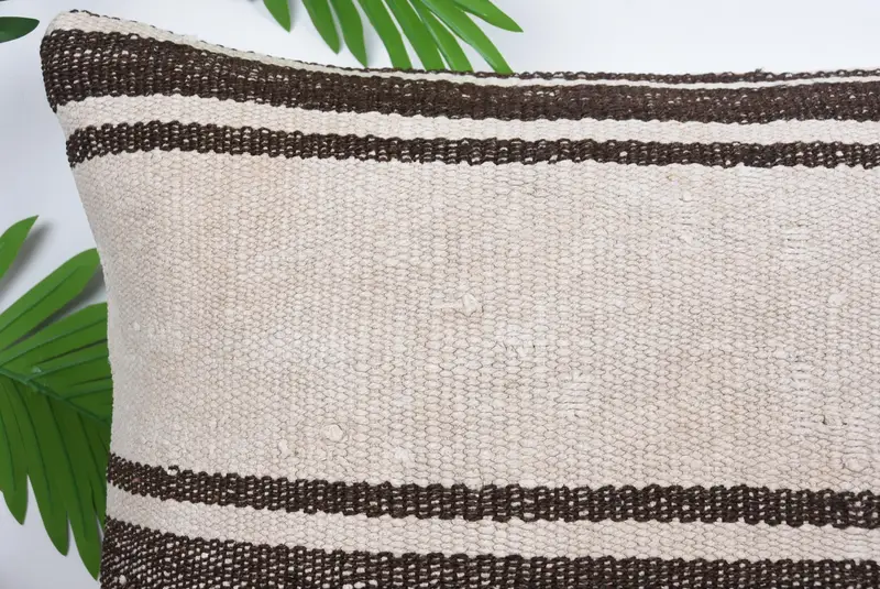 16x24 Beige Pillow, Turkish Kilim Pillow, Knitted Pillow Sham, Handmade Kilim Cushion, Cushion Cover, Pillow for Couch - 2