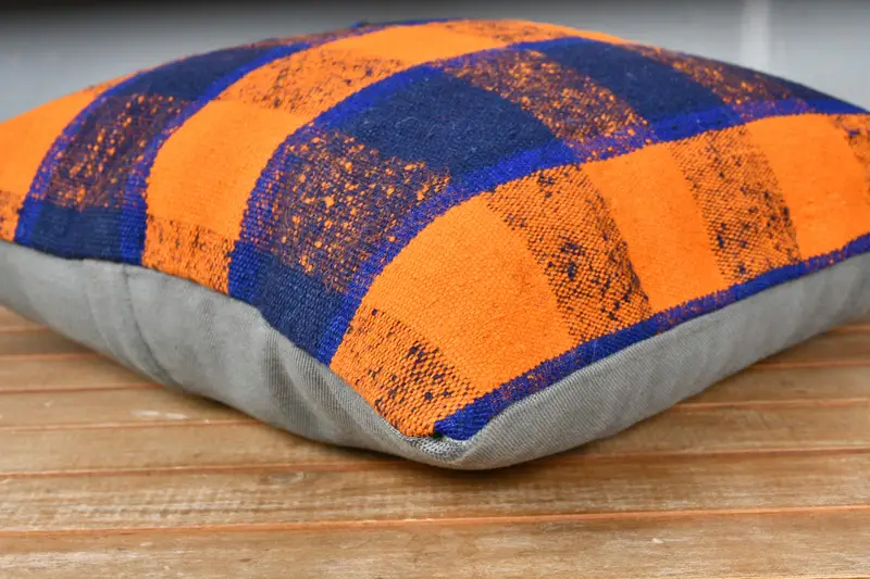 Pillow Case, Pillow for Sofa, 18x18 Orange Pillow Cover, Natural Cushion Cover, Kilim Pillow Cover, Boho Pillow Sham Cover - 3