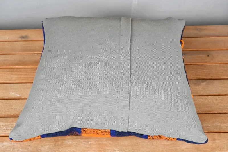 Pillow Case, Pillow for Sofa, 18x18 Orange Pillow Cover, Natural Cushion Cover, Kilim Pillow Cover, Boho Pillow Sham Cover - 5