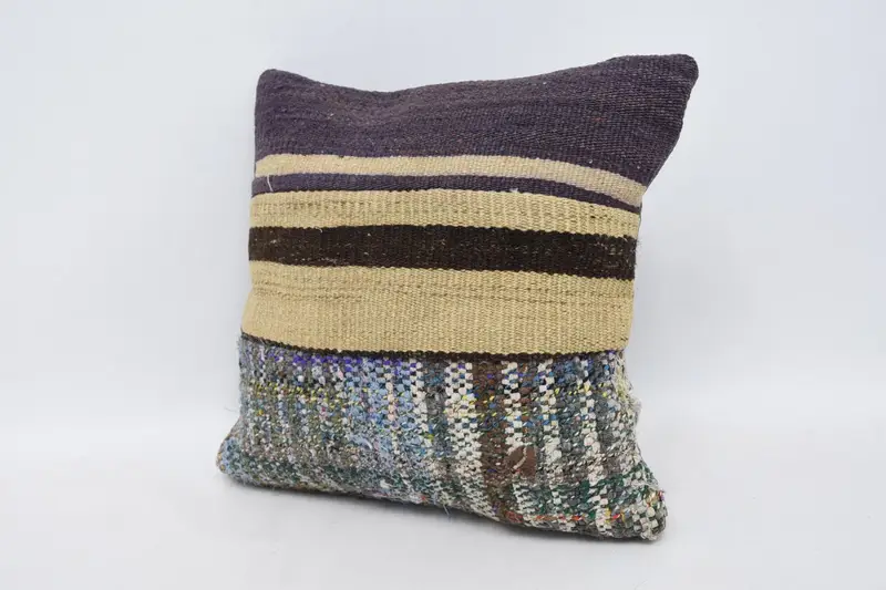 14x14 Beige Pillow Cover, Gift Pillow, Pillow Cover, Cotton Cushion, Home Decor Pillow, Tapestry Pillow Case, Boho Pillow Sham Cover - 4
