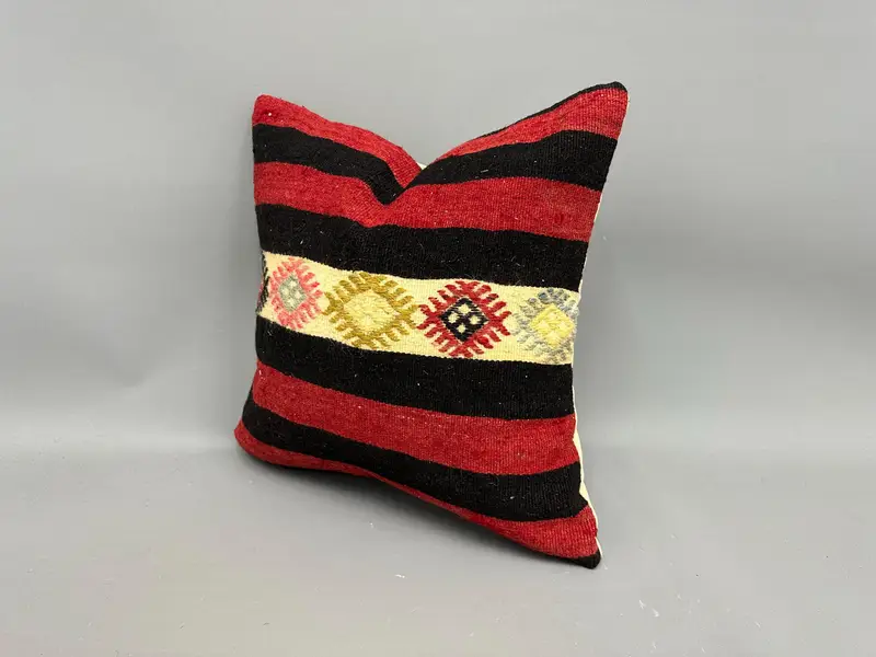 18x18 Red Cushion, Kilim Cushion Sham, Oriental Cushion Case, Cushion, Sofa Pillow, Interior Designer Pillow, Kilim Pillow Cover, Seat Cushion - 3