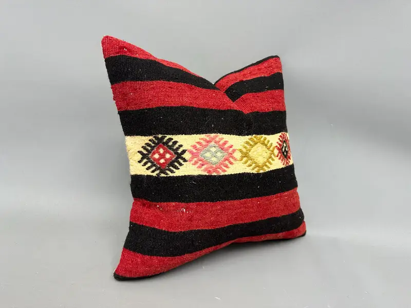 18x18 Red Cushion, Kilim Cushion Sham, Oriental Cushion Case, Cushion, Sofa Pillow, Interior Designer Pillow, Kilim Pillow Cover, Seat Cushion - 2