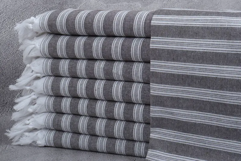 トルコビーチタオル ダークブラウンストライプ、40x71インチ、ウェディングギフト