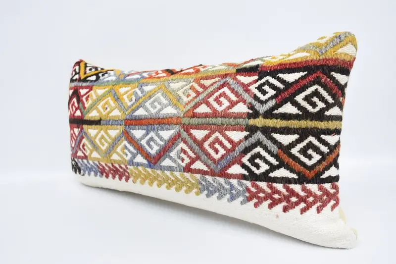 Vintage Kilim Pillow, Pillow for Sofa, 12x24 Blue Pillow, Boho Pillow, Yoga Pillow Sham, Lounge Throw Cushion Cover, Cushion - 4
