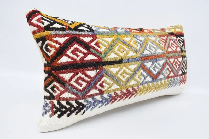 Vintage Kilim Pillow, Pillow for Sofa, 12x24 Blue Pillow, Boho Pillow, Yoga Pillow Sham, Lounge Throw Cushion Cover, Cushion - 3