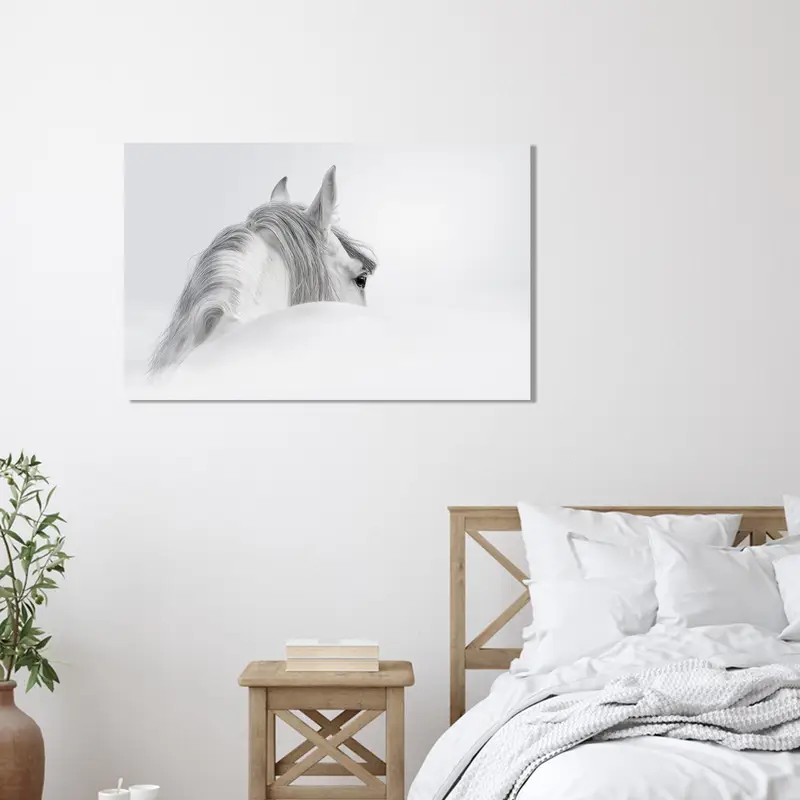 Modern Printed Glass: White Horse Lover Gift for Office & Living Room