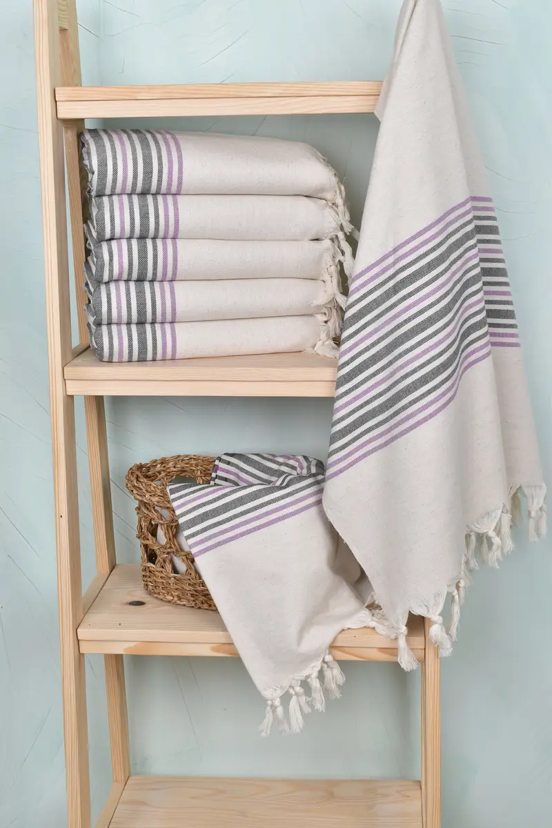 Custom Towel Beach, Personalized Bridesmaid Gift, Bachelorette Party Decorations, 70x40 Linen Striped Towel, Memorial Gift, Personalized Towel - 3