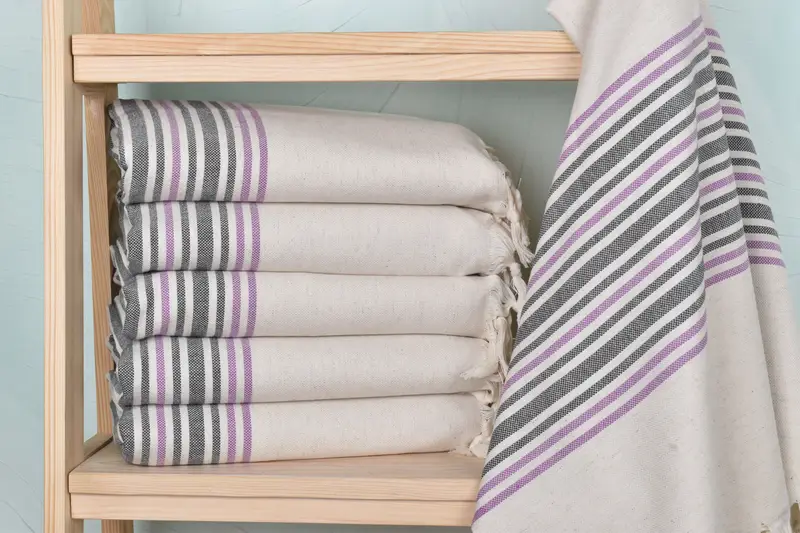 Custom Towel Beach, Personalized Bridesmaid Gift, Bachelorette Party Decorations, 70x40 Linen Striped Towel, Memorial Gift, Personalized Towel - 1