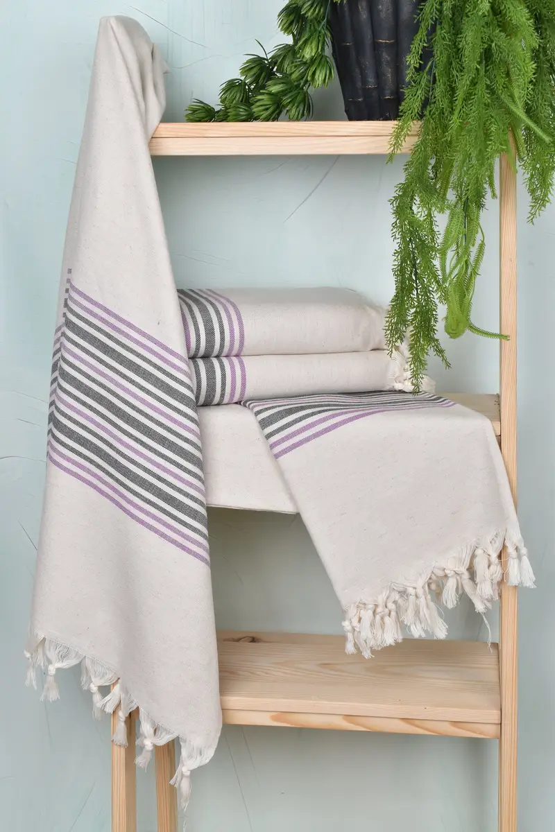 Custom Towel Beach, Personalized Bridesmaid Gift, Bachelorette Party Decorations, 70x40 Linen Striped Towel, Memorial Gift, Personalized Towel - 6