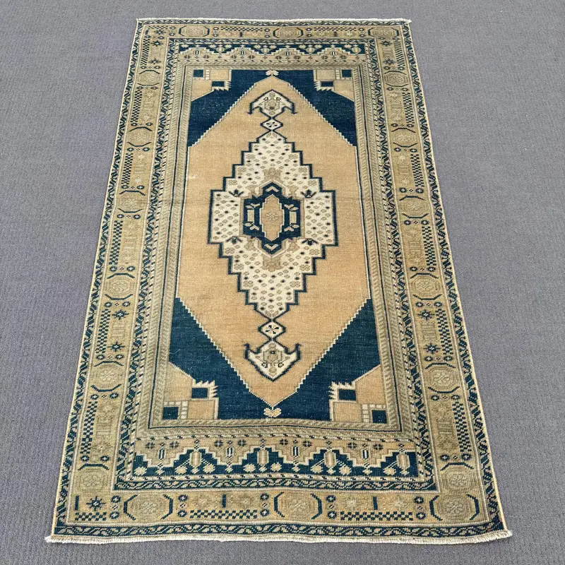 Green, Blue Camouflage Rug, 0.3x5.3 ft Chic Decor