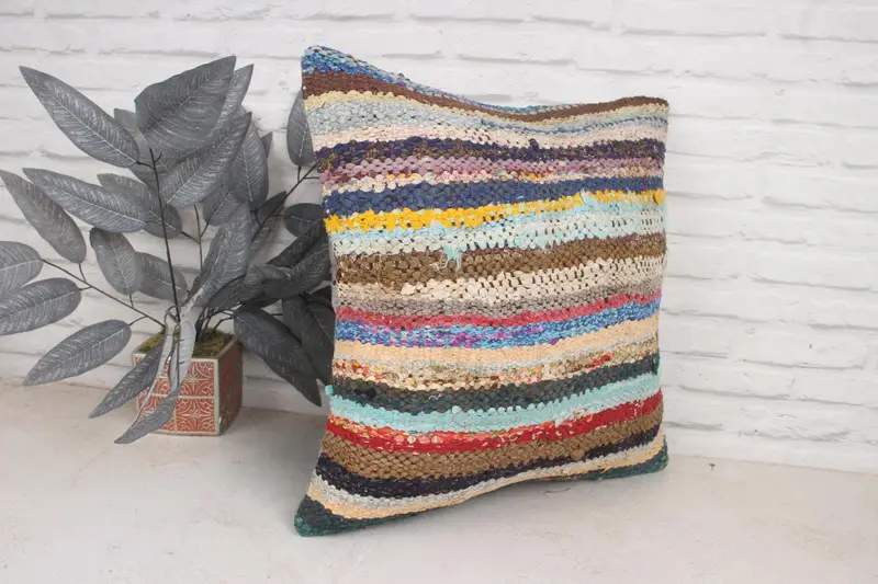 Boho Pillow Sham Cover, Kilim Pillow Cover, Cushion, Pillow for Sofa, 20x20 Beige Cushion Case, Vintage Kilim Pillow Pillow Cover - 3