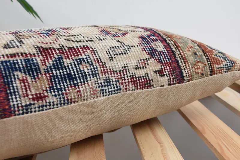 Pillow for Sofa, Ottoman Pillow, Throw Kilim Pillow, Wool Kilim Pillow Pillow Case, Pillow for Couch, 12x20 Beige Cushion Case, Cushion Cover - 6