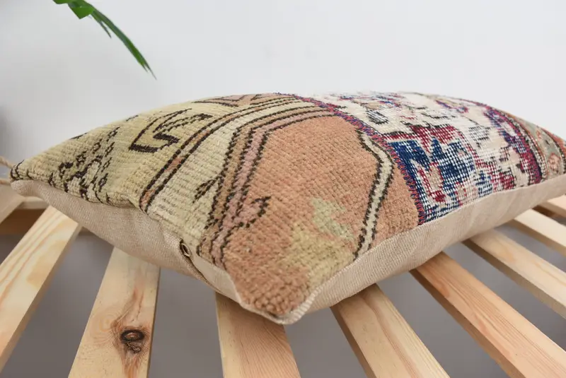 Pillow for Sofa, Ottoman Pillow, Throw Kilim Pillow, Wool Kilim Pillow Pillow Case, Pillow for Couch, 12x20 Beige Cushion Case, Cushion Cover - 5