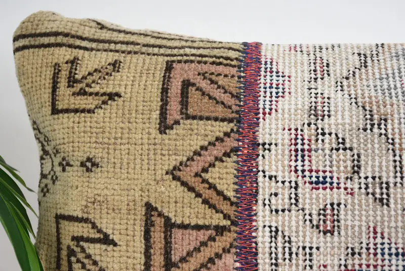 Pillow for Sofa, Ottoman Pillow, Throw Kilim Pillow, Wool Kilim Pillow Pillow Case, Pillow for Couch, 12x20 Beige Cushion Case, Cushion Cover - 2