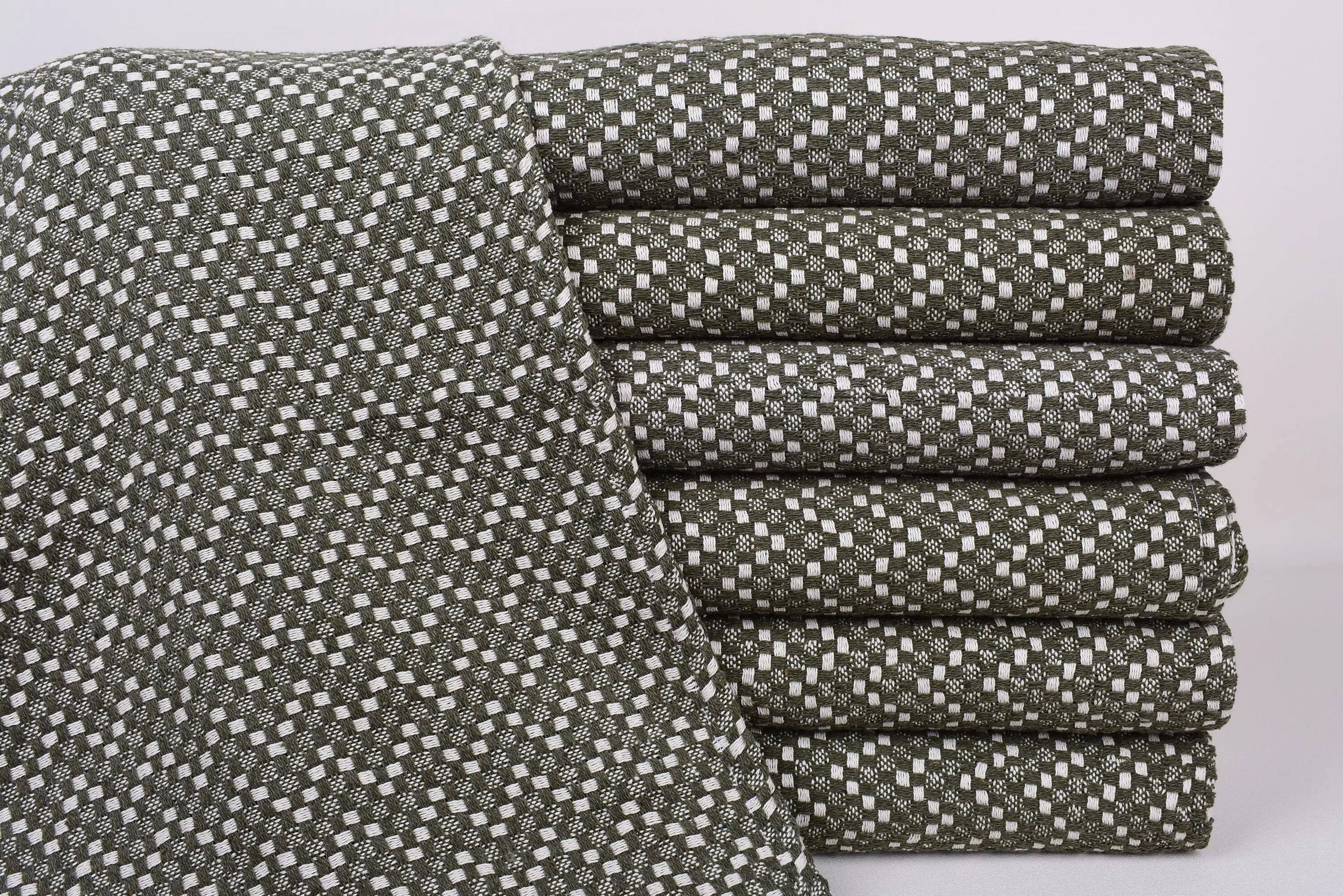 Personalized Dark Green Herringbone Dish Towel, 32x20 Inches - 1